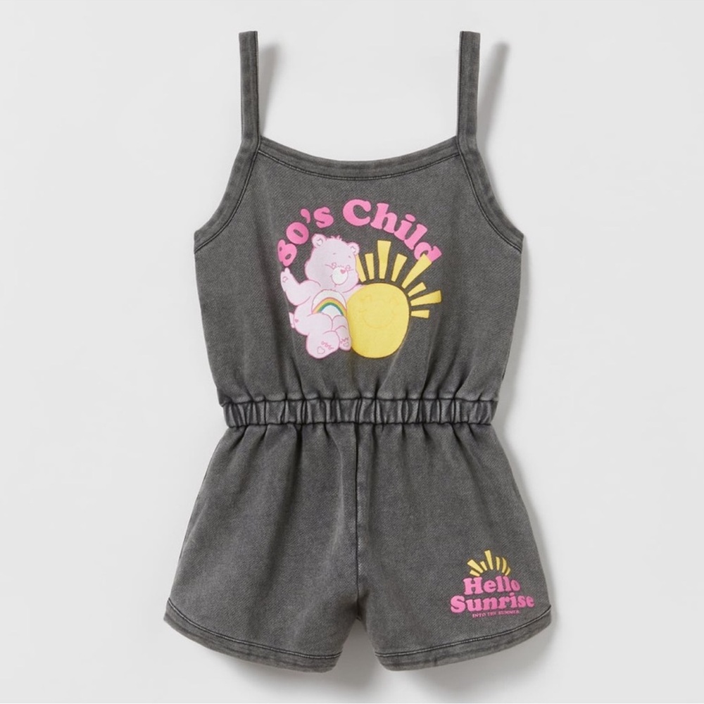 Zara Kids x Care Bears Girl’s 90’s Child Charcoal Grey Romper Girls Size 10 Y2K